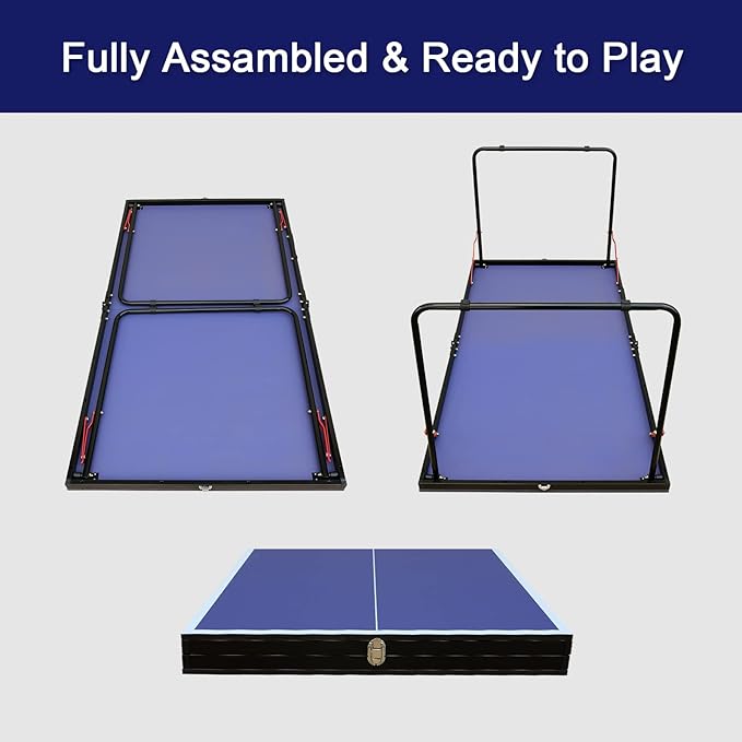 4.5FT/6FT/8FT Mid-Size Table Tennis Table Ping-Pong Table Set Foldable & Portable Table Indoor Outdoor for Family Game