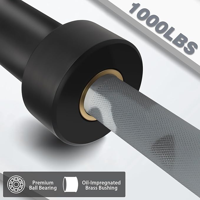 7ft Olympic Barbell for Strength Training and Olympic Weightlifting, 500 700 1000LBS Capacity Available, 2 Inch Bar for Squats, Home Gym Fitness Equipment, Bench Press, Deadlift,Powerlifting