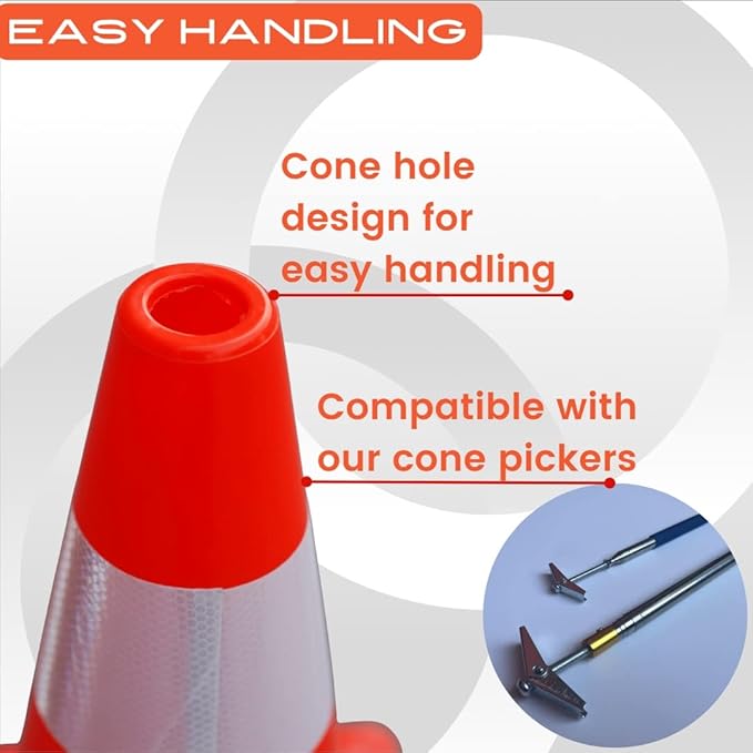 6, 9, 12, 18, 28 Inch Sports Training Traffic Cones - Durable Orange Cones for Soccer, Football, Basketball, Agility Drills, Parking, Safety, Road Use (Set of 12)