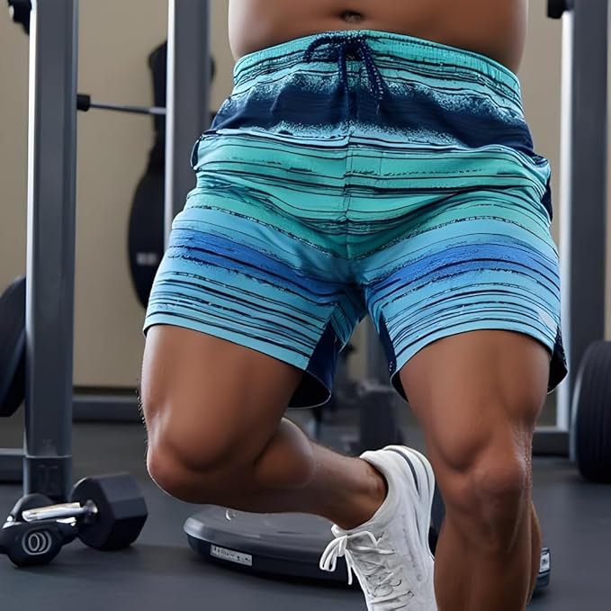 INGEAR Men's Athletic Stretch Workout Shorts Gym Quick Dry Running Trunks Boxer Lining