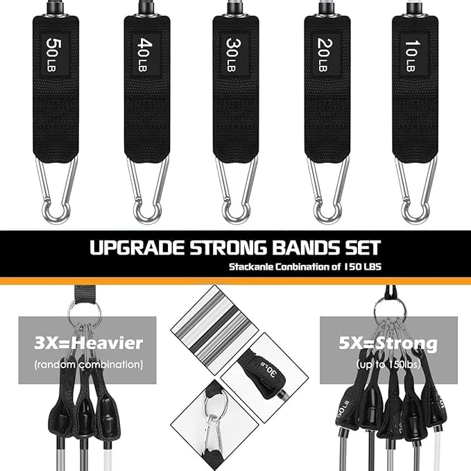 VEICK Resistance Bands, Exercise Bands for Working Out with Handles, Elastic Workout Bands for Men Women, Exercising Bands for Strength Training Equipment at Home Gym