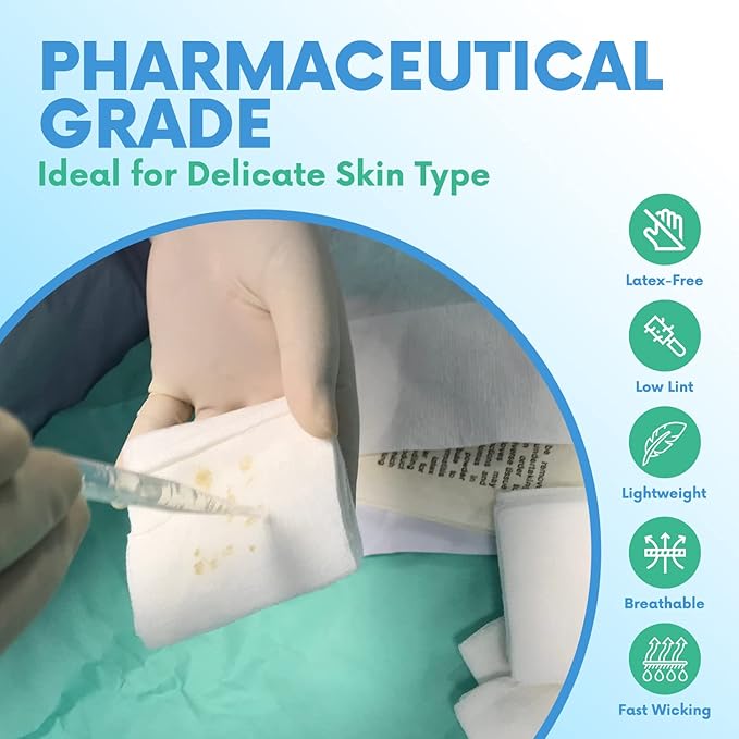 HEALQU 3x3 Gauze Pads Sterile - 80 Gauze Pads - (40 Packs of 2 Pads), Non Woven Gauze Sponges - Super Absorbent Medical Gauze Sponges for Wounds Bulk, First Aid Kits, Medical Facilities