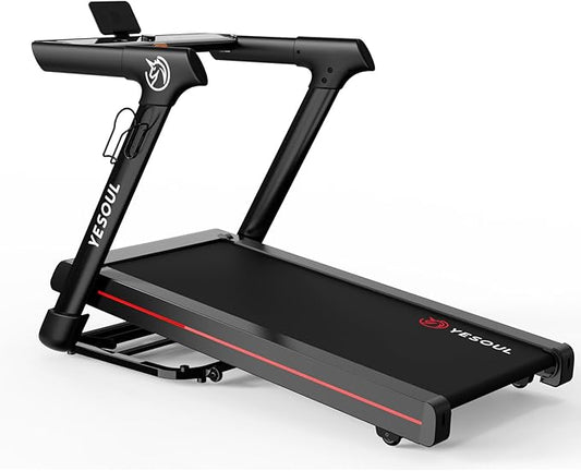 Yesoul Walking Treadmill for Seniors with Long Handrails – 4 Major Safety Protections, Emergency Stop Button, Treadmill for Home 300 lbs Capacity, Recovery Walking Machine with LED Display