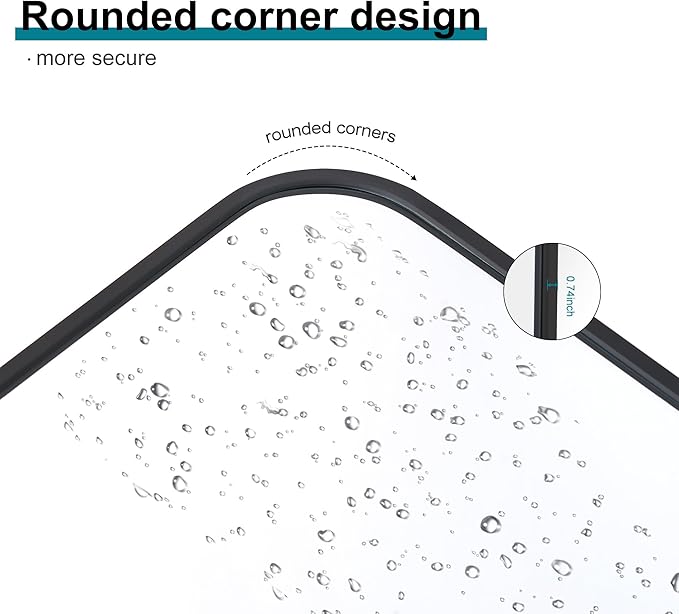 72" x 30"Bathroom Mirror, Matte Black Wall Mirror with Metal Frame, Decorative Rectangular Vanity Mirror for Bedroom Bathroom Living Room Entryway (Horizontal/Vertical)