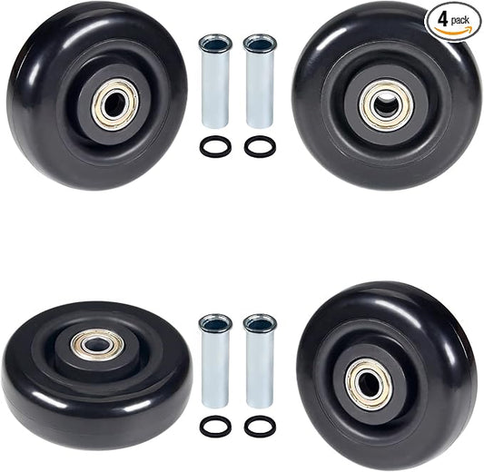 4" x 1.25" Push Cart Wheels PU Caster Wheel Workbech Wheels, Grocery Cart Wheels, Replacement Just Wheels for Platform Trucks, Rolling Instrument Road Cases, Trolleys 4 Inches Wheels 3/8" axle
