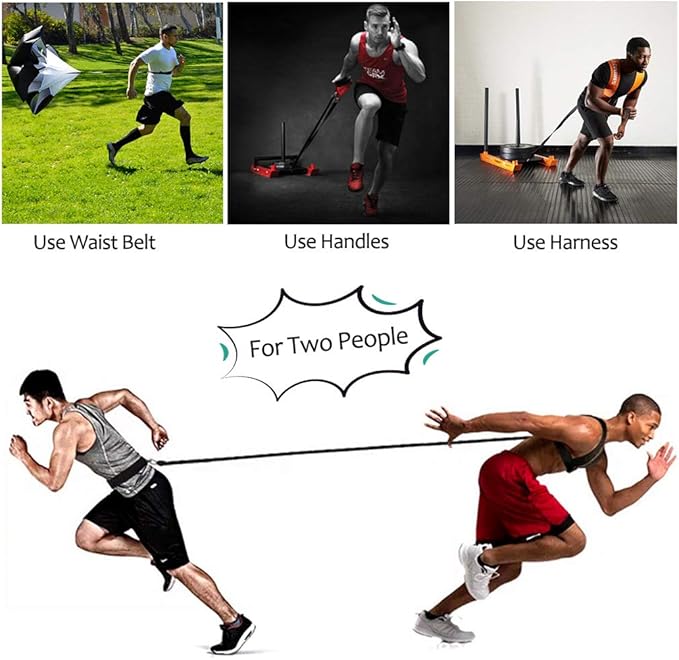 Exercise Resistance Fitness Bands Set Workout Equipment Double Endurance Weight Sled Harness Kits Sled Pulling Strap for Running Sprinting Resistance Speed Agility Training, Black