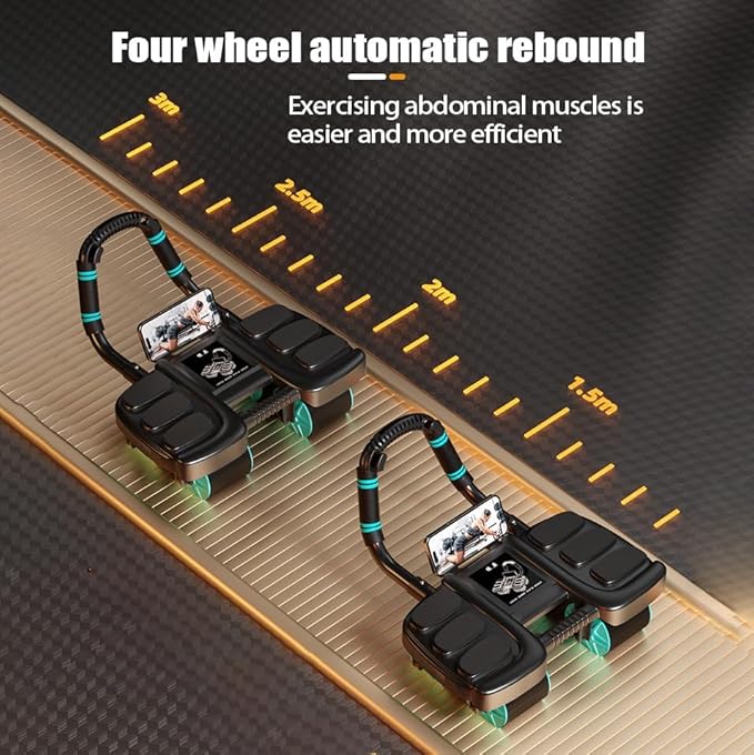 2024 New Ab Wheel Roller with Elbow Support - Automatic Rebound Abdominal Wheel Roller, The Upgraded Four-wheel Abdominal Wheel Core Workout Equipment Home Gym Abs Machine