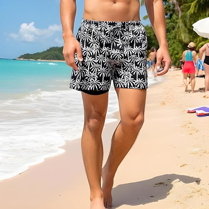 INGEAR Men's Athletic Stretch Workout Shorts Gym Quick Dry Running Trunks Boxer Lining