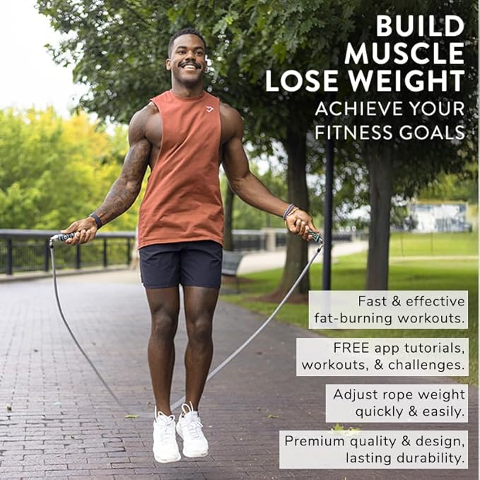 Crossrope Get Strong Set - Weighted Jump Ropes for Strength Training - Improve Power and Endurance in a Fun Jump Rope Workout - 1LB and 2LB Ropes with Power Handles