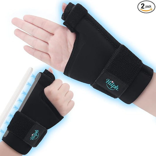 Hilph 1 Pair Upgraded Thumb Wrist Ice Pack Wrap with Removable Thumb Splint Support for Carpal Tunnel & Tenosynovitis, Hand Gel Ice Pack Hot Cold Compress for Arthritis, Tendonitis, Mommy Wrist
