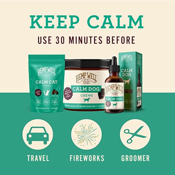 Hemp Well Calm Cat Soft Chews - Anxiety & Stress Relief Formula, Organic Ingredients, Soothes & Relaxes, Improves Behavior, 60 Count