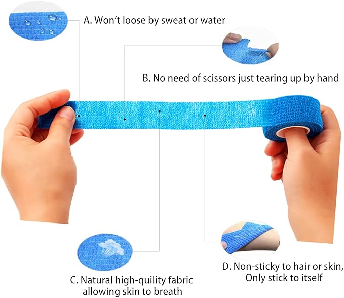 15 Pack Cohesive Wrap 1 Inch x 5 Yards Self Adherent Vet Tape for Pets, Elastic Self Adhesive Bandage Wrap for Sports, Finger, Wrist, Ankle (1 Inch, 15 Colors)