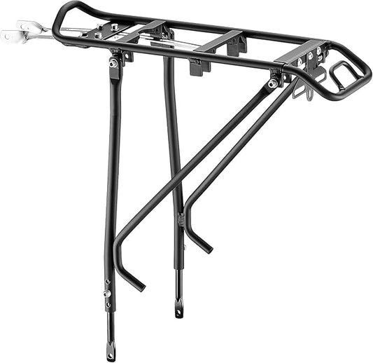 Ibera Bike Rack - Bicycle Touring Carrier Plus+ for Disc Brake/Non-Disc Brake Mount, Fat Tire Bikes, Frame-Mounted for Heavier Top & Side Loads, Height Adjustable for 26"-29" Frames