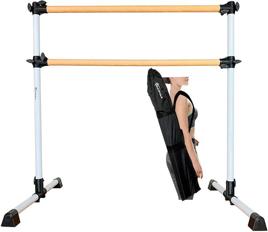 4 Ft Portable Wood Ballet Barre Ballet Bar Dance Barre Freestanding with Carry Bag