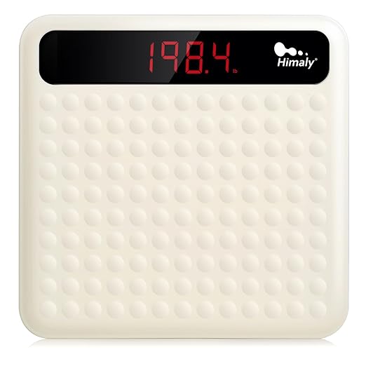himaly Digital Body Weight Scale Bathroom Scale, Step-On Technology High Precision Measurements Scales with Large Non Slip Silicone Platform and LCD Digital Display, 400lbs/180kg Capacity, White