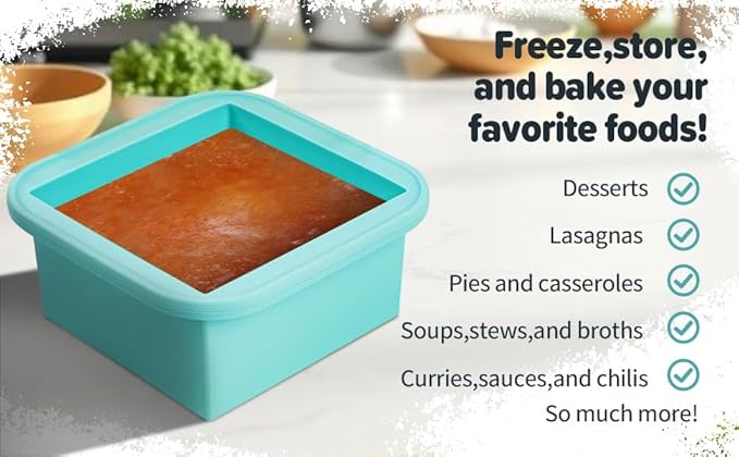 2-Cup Silicone Freezer Trays with Lids – Perfect for Meal Prep, Portion Control, and Easy Freezing-Meal Prep Container Molds for Soup,Leftovers (Bondi Mint, 4 Pack)