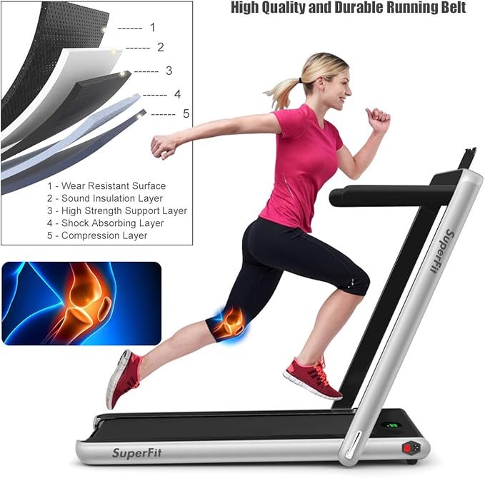 GYMAX Walking Pad, 2.25HP Foldable Treadmill with Smart App & Remote Control, Bluetooth LED Monitor, Small Spaces Compact Running Machine, Folding Portable Under Desk Treadmill for Home Office