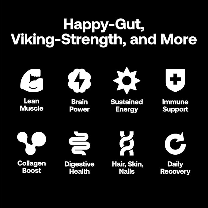 Happy Viking Strawberry Smoothie Plant Protein Powder, Created by Venus Williams, 20G Protein, Low Carb, Keto, Vegan, Gluten-Free, Non-GMO, Superfoods, Complete Meal Replacement, 8 Single Serve Packs