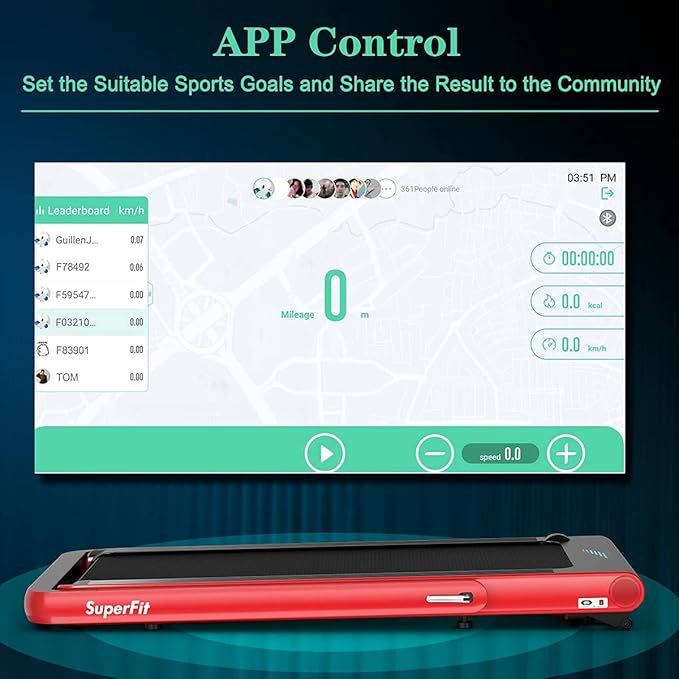 GYMAX Walking Pad, 4.75HP Under Desk Treadmill with LED Touch Screen, App Control, Built-in Speaker & Handle, 2 in 1 Folding Compact Portable Treadmill for Home Small Space