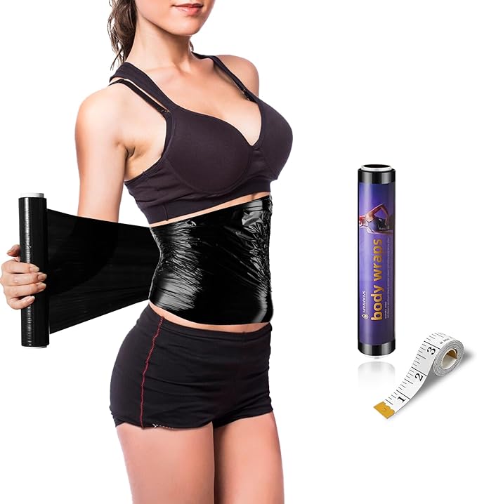 60 Meters Black Osmotic Plastic Body Wrap,Workout & Sweat Enhancer Stomach Film Body Applicator Power Wrap,DIY Sauna Wrap(1 Rolls)