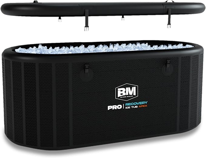 Inflatable Ice Bath Tub for Athletes - Cold Plunge Tub Compatible Water Chiller, Insulated Lid, EVA Groundsheet, Backpack, 115 Gallon, 59" L x 31.5" W x 23.6" H