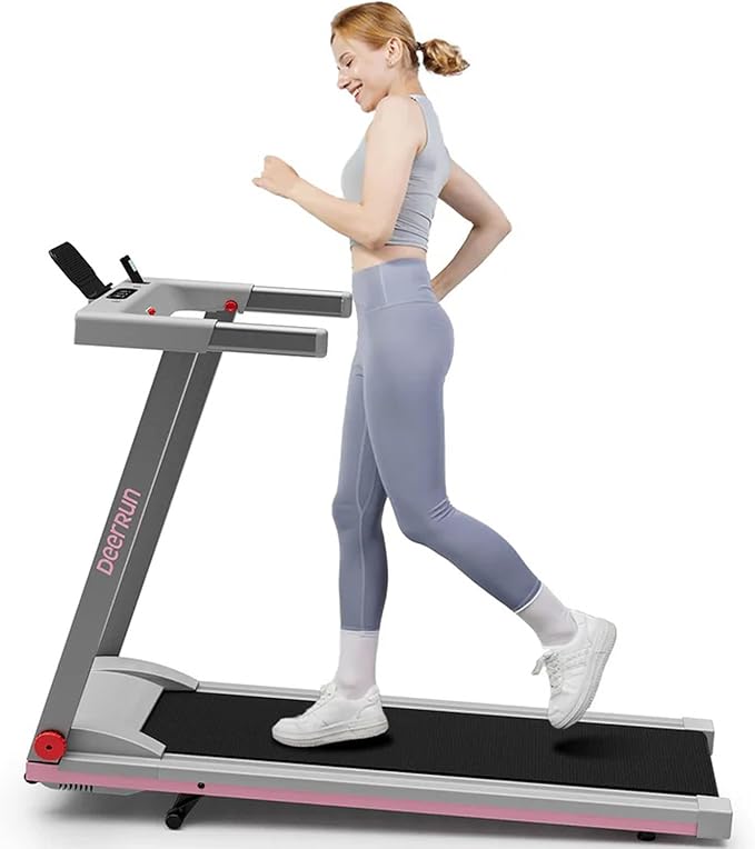 DeerRun Treadmills for Home with Incline and Handles, 3.5 HP Foldable Treadmill 350 LBS Weight Capacity for Small Spaces, Folding Running Machine with Smart APP
