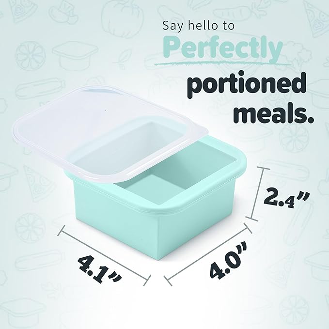 2-Cup Silicone Freezer Trays with Lids – Perfect for Meal Prep, Portion Control, and Easy Freezing-Meal Prep Container Molds for Soup,Leftovers (Bondi Mint, 4 Pack)