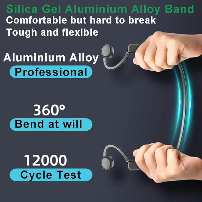 IHAO Swimming Headphones True Bone Conduction Open Ear Headset MP3 Player Built-in 32G Memory IP68 Underwater Waterproof Stereo Bluetooth Earphone for Driving Bicycling Running Skiing-White