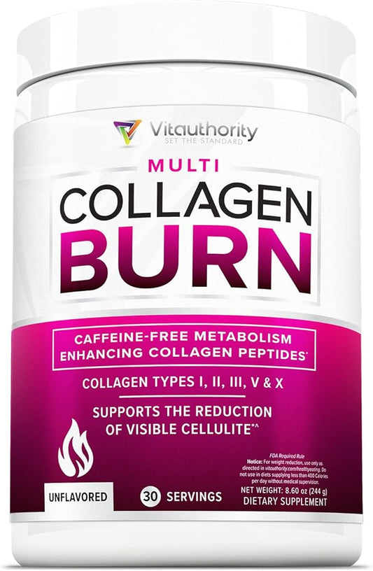 Hydrolyzed Collagen Powder for Weight Loss - Collagen Burn Ultimate Beauty Complex Multi Collagen Peptides Powder for Women with Types I II III V and X for Fat Burning Support - Unflavored