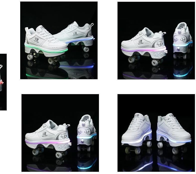2-in-1 Roller Skates & Sneakers Unisex Retractable Wheels Outdoor Fun & Fitness Kick Roller Shoes