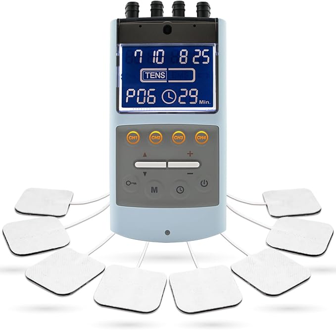 iStim TENS EMS Muscle Stimulator, EV-906 for Pain Relief and Muscle Strengthening, Japanese Gelled Electrodes Included