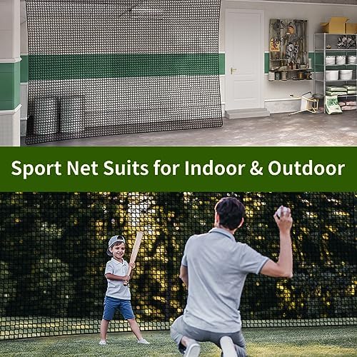 Heavy Duty Baseball Softball Backstop Nets - 33FT Rope Sports Netting Barrier for Basketball Soccer Lacrosse Hockey