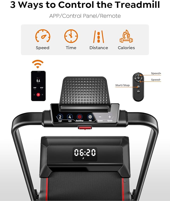 Walking Pad Treadmill with Incline, 2 in 1 Foldable Treadmills for Home Small Office, 300lbs Portable Compact Under Desk Treadmill with App, Remote Control and LED Display