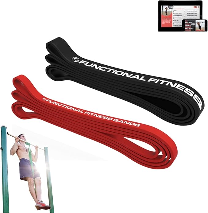 Pull Up Assist Bands Set by Functional Fitness. Heavy Duty Resistance and Assistance Training Band