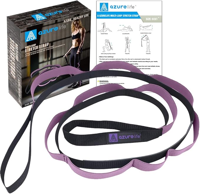 Premium Durable Stretch Straps with Loops, Stretching Strap for Physical Therapy, Multi-Loop Yoga Strap Fitness Exercise Strap for Yoga, Pilates, Dance, Flexibility&Exercise