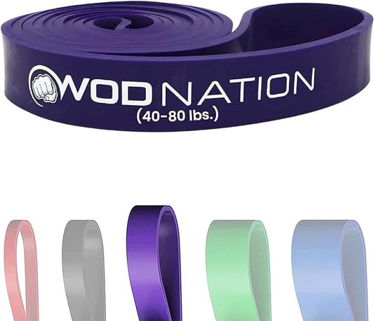 WOD Nation Pull Up Assistance Bands (10-175lbs Band) - Best for Pullup Assist, Chin Ups, Resistance Bands Exercise, Stretch, Mobility Work & Serious Fitness - 41 inch Straps