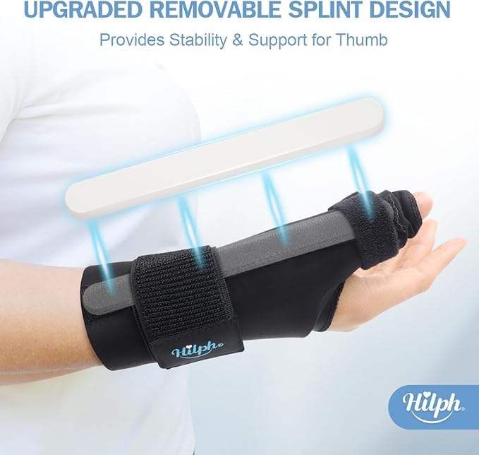 Hilph 1 Pair Upgraded Thumb Wrist Ice Pack Wrap with Removable Thumb Splint Support for Carpal Tunnel & Tenosynovitis, Hand Gel Ice Pack Hot Cold Compress for Arthritis, Tendonitis, Mommy Wrist