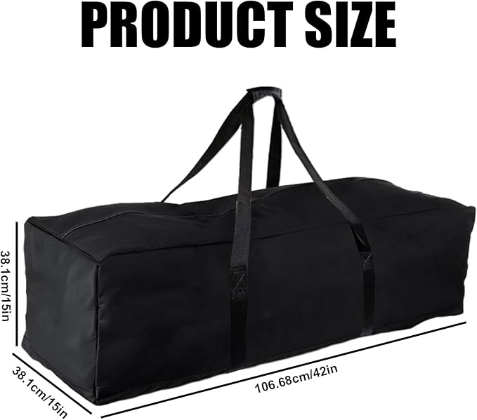 42-Inch 600D Black Travel Sports Duffle Bag with Upgrade Zipper - Collapsible, Waterproof, Multi-Purpose Storage for Camping, Hunting, and Sports Equipment