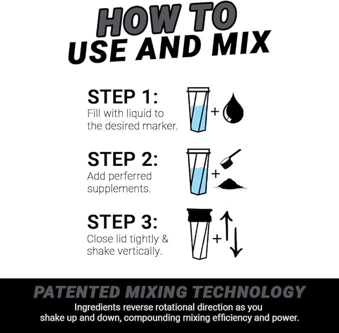 HELIMIX 2.0 Vortex Blender Shaker Bottle Holds upto 28oz | No Blending Ball or Whisk | USA Made | Portable Pre Workout Whey Protein Drink Shaker Cup | Mixes Cocktails Smoothies Shakes | Top Rack Safe