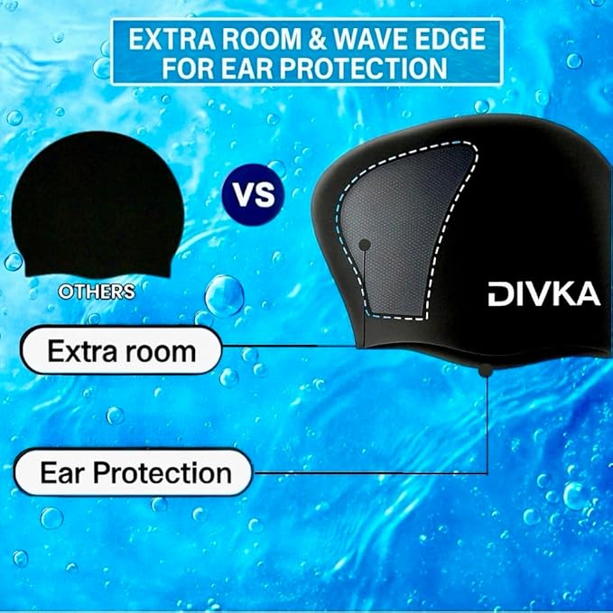 2-Pack Premium Quality Silicone Swim Caps for Women, Men, Teens & Adults – Medium Size – Stretchable & Durable, Includes Ear Plugs & Nose Clip, Extra Room for Long Hair, Non-Slip & Waterproof