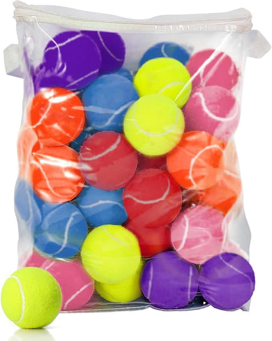 60 Pack Tennis Balls, Training Tennis Balls, Pet Dog Playing Balls, Practice Tennis Balls with Mesh Bag for Transport and Beginner Training