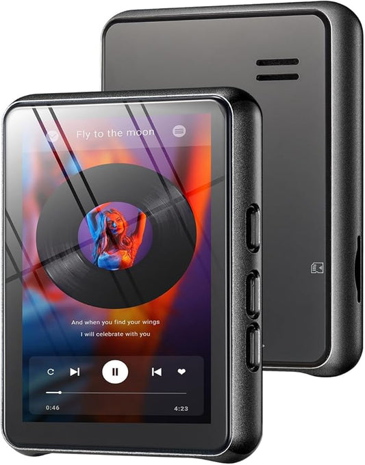 64GB MP3 Player Bluetooth 5.3 Touch Screen Music Player Portable mp4 Player with Speakers high Fidelity Lossless Sound Quality 2.4 inch mp3 FM Radio Recording e-Book