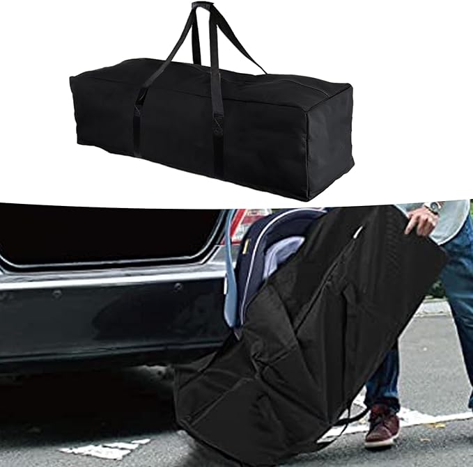 42-Inch 600D Black Travel Sports Duffle Bag with Upgrade Zipper - Collapsible, Waterproof, Multi-Purpose Storage for Camping, Hunting, and Sports Equipment