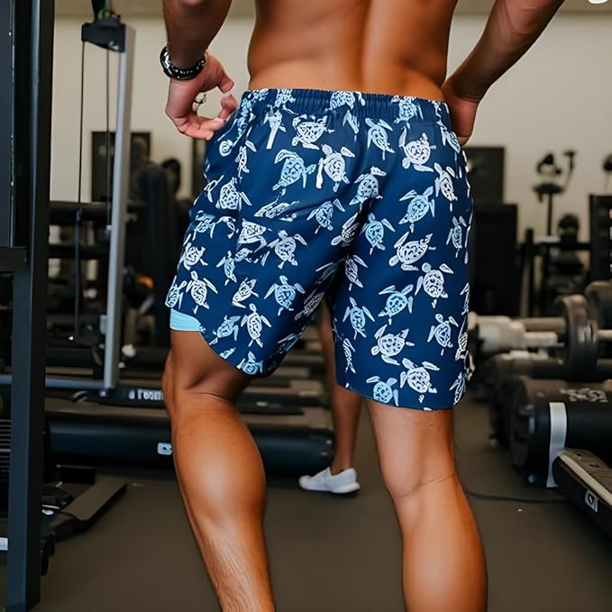 INGEAR Men's Athletic Stretch Workout Shorts Gym Quick Dry Running Trunks Boxer Lining