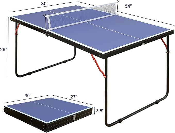 4.5FT/6FT/8FT Mid-Size Table Tennis Table Ping-Pong Table Set Foldable & Portable Table Indoor Outdoor for Family Game