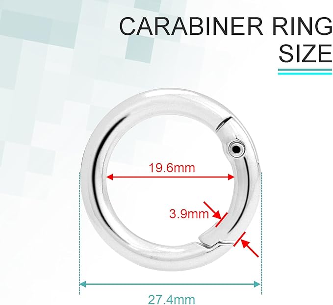 10 Pack 3/4 Inch Trigger Spring O Rings, Metal Round Carabiner Clip Snap Hook, Spring Keyring Buckles for Replacement Purse Strap, Paracord Lanyard Clips, Keychain Rings Hardware DIY Crafts Making
