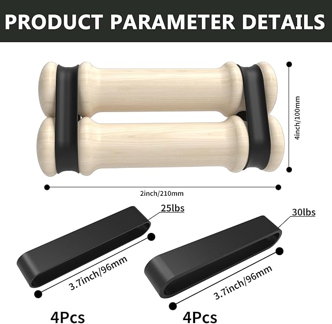 Rip Stick Portable Upper Body & Chest Workout Equipment with Adjustable Resistance Bands, Wooden Handles, Shoulder & Joint Rehab Home Gym – Muscle Strength & Flexibility Training (8 Bands Included)