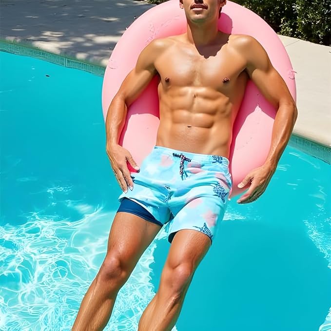 INGEAR Men's Athletic Stretch Workout Shorts Gym Quick Dry Running Trunks Boxer Lining