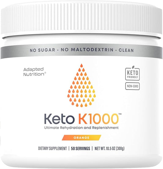Hi-Lyte Keto K1000 Electrolyte Powder | Orange | Hydration Supplement Drink Mix | Boost Energy & Beat Leg Cramps | No Sugar, No Maltodextrin | 50 Servings
