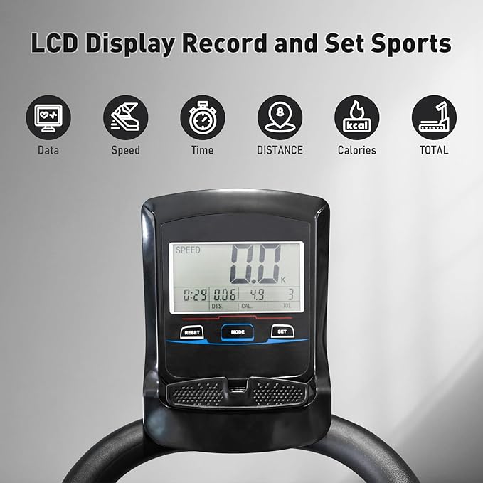 Manual Curved Treadmill, 8-Level Resistance, LCD Display, Non-Electric Fitness Equipment for Home & Gym, Cardio & Anaerobic Training